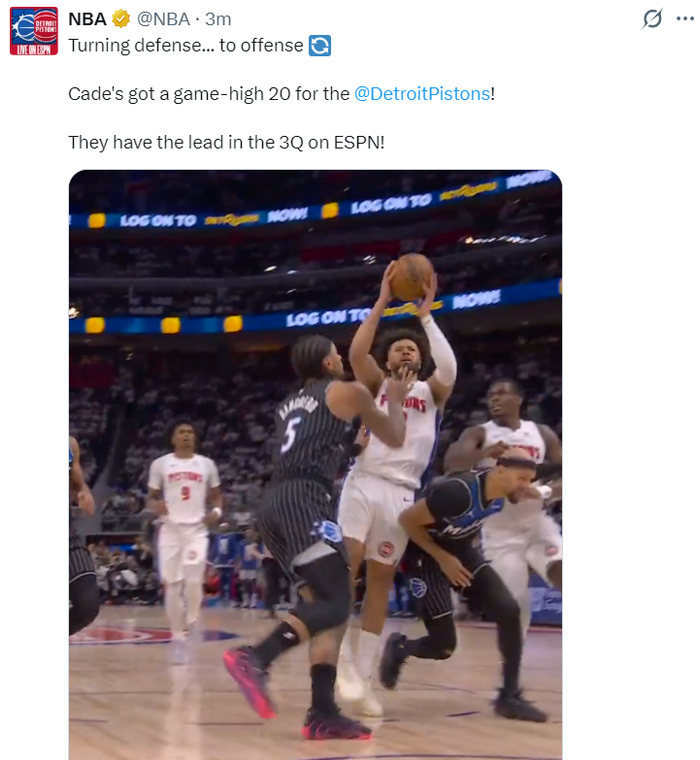 活塞第三节爆发逆转魔术 大比分扳成1-1